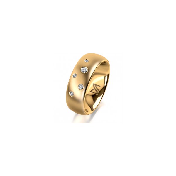 Ring 18 Karat Gelbgold 7.0 mm längsmatt 5 Brillanten G vs Gesamt 0,095ct