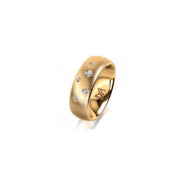Ring 18 Karat Gelbgold 7.0 mm sandmatt 5 Brillanten G vs Gesamt 0,095ct