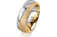 Ring 14 Karat Gelb-/Weissgold 7.0 mm kreismatt 1 Brillant...