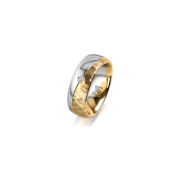 Ring 14 Karat Gelb-/Weissgold 7.0 mm diamantmatt 1 Brillant G vs 0,035ct