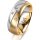 Ring 14 Karat Gelb-/Weissgold 7.0 mm l&auml;ngsmatt 3 Brillanten G vs Gesamt 0,070ct
