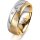 Ring 14 Karat Gelb-/Weissgold 7.0 mm sandmatt 3 Brillanten G vs Gesamt 0,070ct