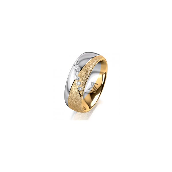 Ring 14 Karat Gelb-/Weissgold 7.0 mm kreismatt 6 Brillanten G vs Gesamt 0,080ct