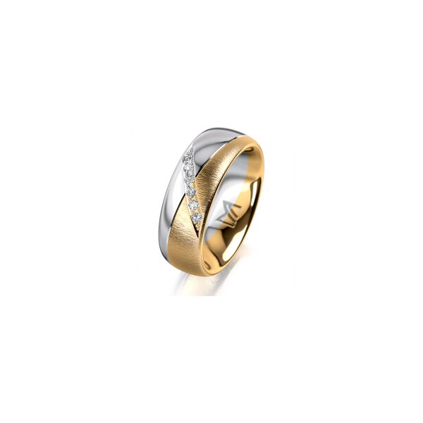 Ring 14 Karat Gelb-/Weissgold 7.0 mm sandmatt 6 Brillanten G vs Gesamt 0,080ct