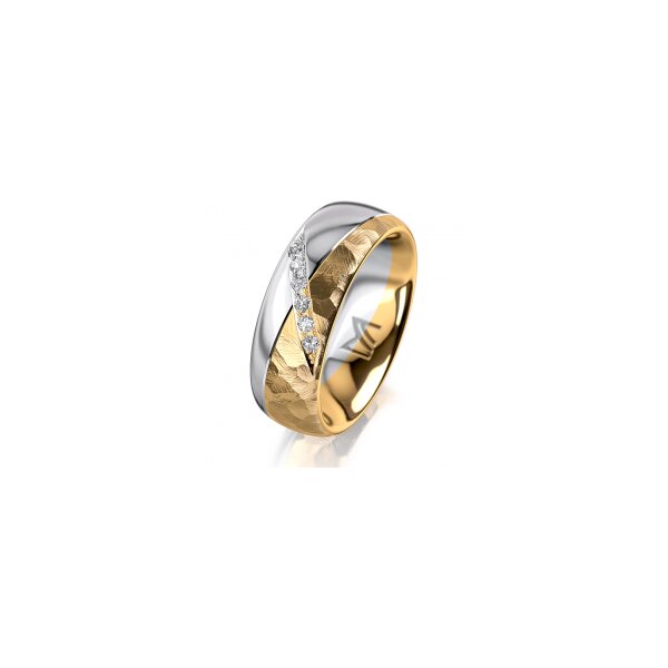 Ring 14 Karat Gelb-/Weissgold 7.0 mm diamantmatt 6 Brillanten G vs Gesamt 0,080ct