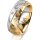 Ring 14 Karat Gelb-/Weissgold 7.0 mm diamantmatt 5 Brillanten G vs Gesamt 0,095ct