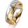 Ring 18 Karat Gelb-/Weissgold 7.0 mm diamantmatt 1 Brillant G vs 0,025ct