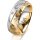 Ring 18 Karat Gelb-/Weissgold 7.0 mm diamantmatt 5 Brillanten G vs Gesamt 0,095ct