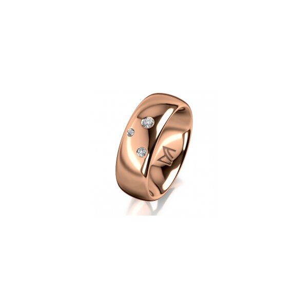 Ring 14 Karat Rotgold 7.0 mm poliert 3 Brillanten G vs Gesamt 0,070ct