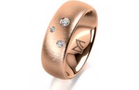 Ring 14 Karat Rotgold 7.0 mm sandmatt 3 Brillanten G vs...