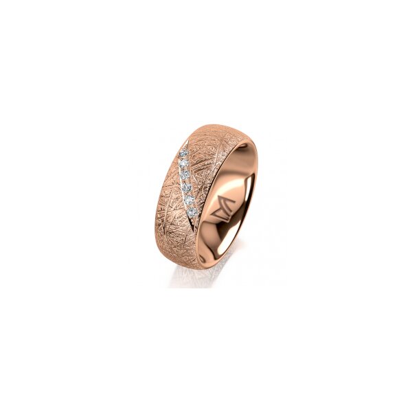 Ring 14 Karat Rotgold 7.0 mm kristallmatt 6 Brillanten G vs Gesamt 0,080ct