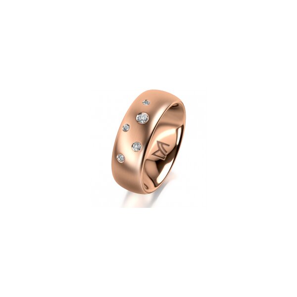 Ring 14 Karat Rotgold 7.0 mm l&auml;ngsmatt 5 Brillanten G vs Gesamt 0,095ct