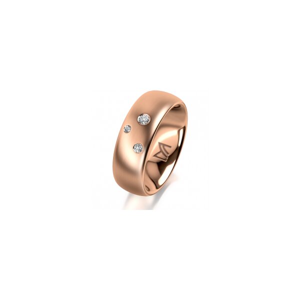 Ring 18 Karat Rotgold 7.0 mm l&auml;ngsmatt 3 Brillanten G vs Gesamt 0,070ct