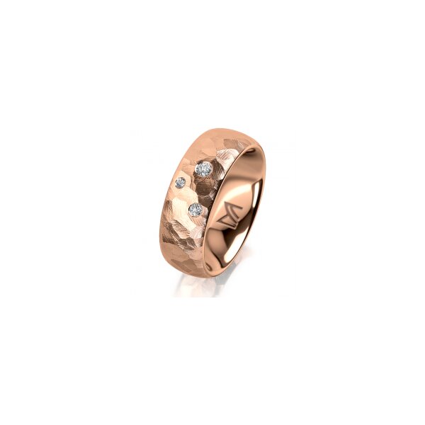 Ring 18 Karat Rotgold 7.0 mm diamantmatt 3 Brillanten G vs Gesamt 0,070ct