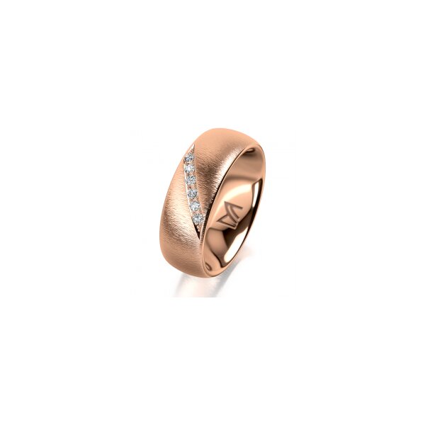Ring 18 Karat Rotgold 7.0 mm sandmatt 6 Brillanten G vs Gesamt 0,080ct