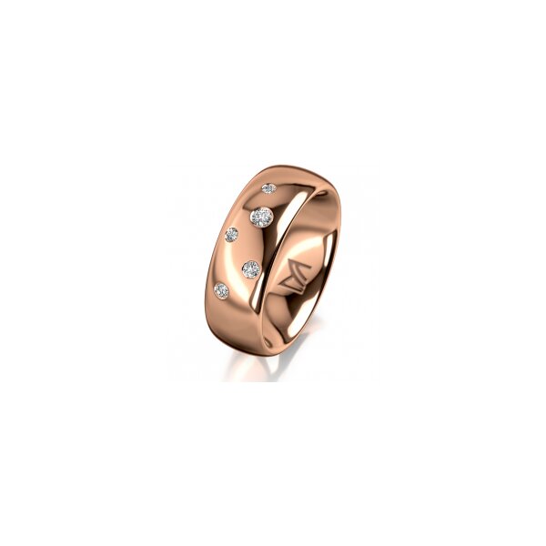 Ring 18 Karat Rotgold 7.0 mm poliert 5 Brillanten G vs Gesamt 0,095ct