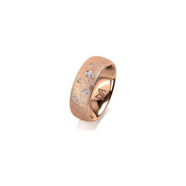 Ring 18 Karat Rotgold 7.0 mm kreismatt 5 Brillanten G vs Gesamt 0,095ct