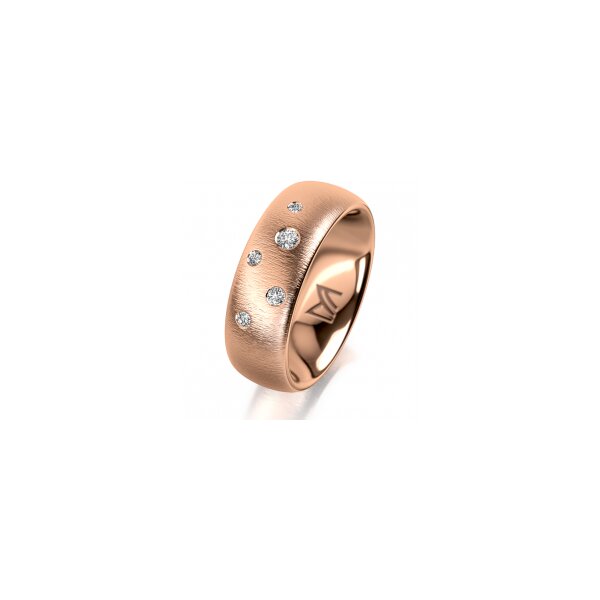 Ring 18 Karat Rotgold 7.0 mm sandmatt 5 Brillanten G vs Gesamt 0,095ct