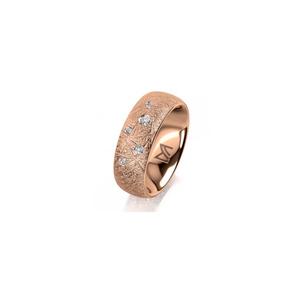 Ring 18 Karat Rotgold 7.0 mm kristallmatt 5 Brillanten G vs Gesamt 0,095ct