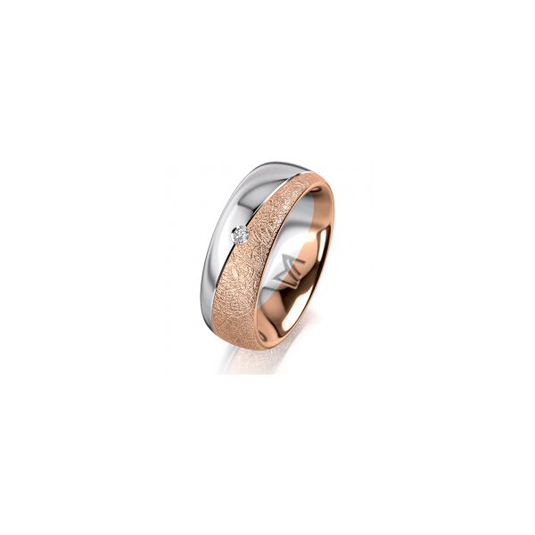Ring 14 Karat Rot-/Weissgold 7.0 mm kreismatt 1 Brillant G vs 0,025ct