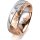 Ring 14 Karat Rot-/Weissgold 7.0 mm diamantmatt 3 Brillanten G vs Gesamt 0,070ct