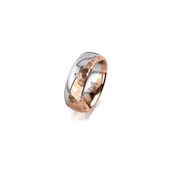 Ring 18 Karat Rot-/Weissgold 7.0 mm diamantmatt 1 Brillant G vs 0,025ct