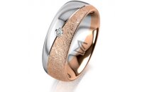 Ring 18 Karat Rot-/Weissgold 7.0 mm kreismatt 1 Brillant...