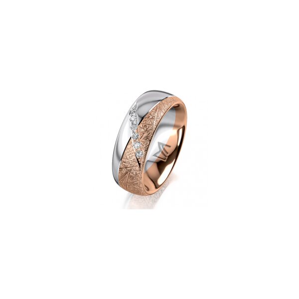 Ring 18 Karat Rot-/Weissgold 7.0 mm kristallmatt 6 Brillanten G vs Gesamt 0,080ct