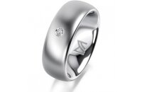 Ring 14 Karat Weissgold 7.0 mm l&auml;ngsmatt 1 Brillant...