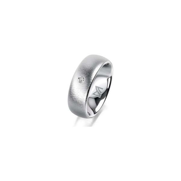 Ring 14 Karat Weissgold 7.0 mm sandmatt 1 Brillant G vs 0,025ct
