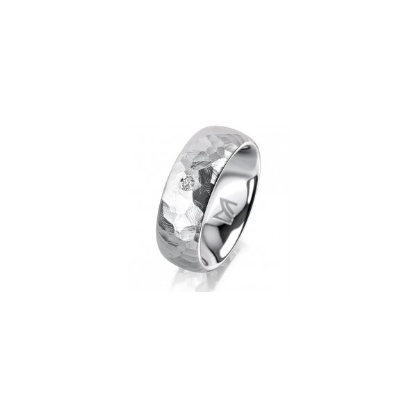 Ring 14 Karat Weissgold 7.0 mm diamantmatt 1 Brillant G vs 0,025ct