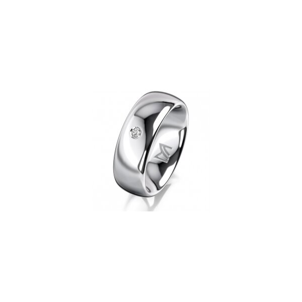 Ring 14 Karat Weissgold 7.0 mm poliert 1 Brillant G vs 0,035ct