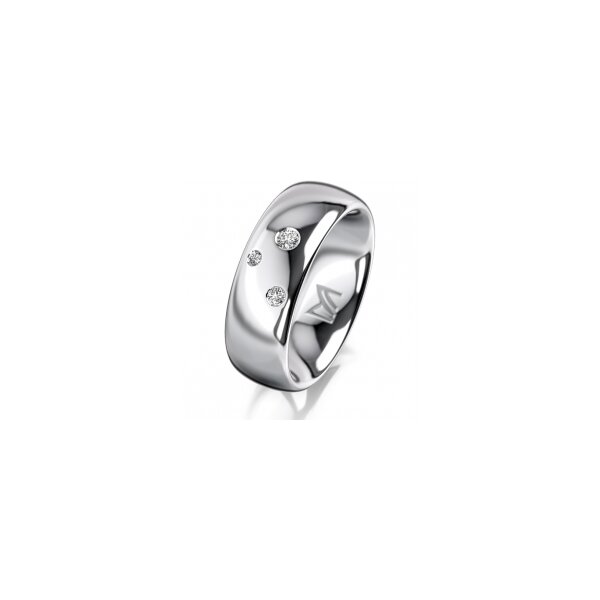 Ring 14 Karat Weissgold 7.0 mm poliert 3 Brillanten G vs Gesamt 0,070ct