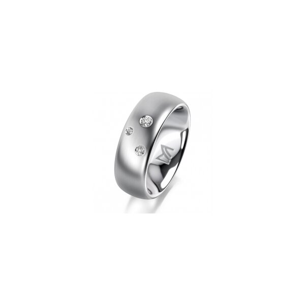 Ring 14 Karat Weissgold 7.0 mm l&auml;ngsmatt 3 Brillanten G vs Gesamt 0,070ct