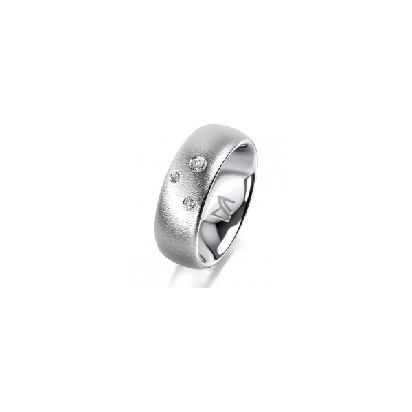 Ring 14 Karat Weissgold 7.0 mm sandmatt 3 Brillanten G vs Gesamt 0,070ct