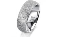 Ring 14 Karat Weissgold 7.0 mm kristallmatt 3 Brillanten...