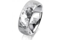 Ring 14 Karat Weissgold 7.0 mm diamantmatt 3 Brillanten G...