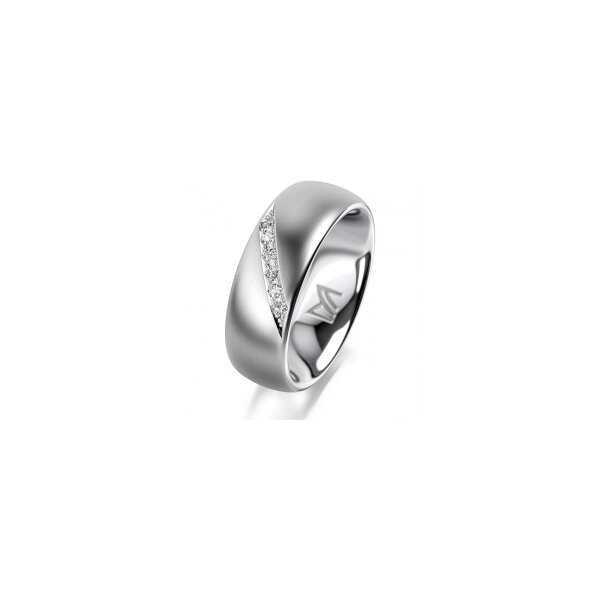 Ring 14 Karat Weissgold 7.0 mm l&auml;ngsmatt 6 Brillanten G vs Gesamt 0,080ct