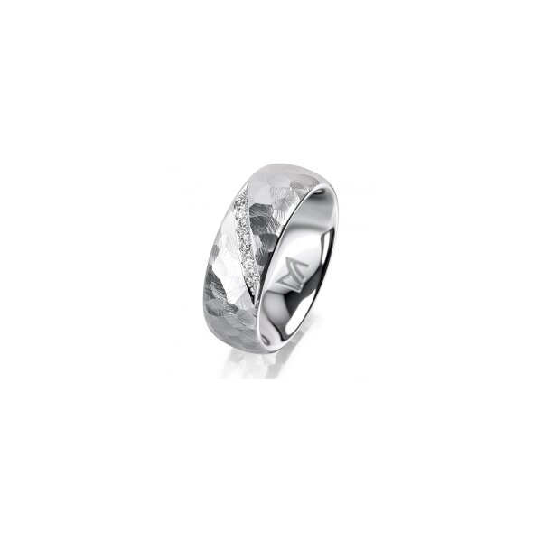 Ring 14 Karat Weissgold 7.0 mm diamantmatt 6 Brillanten G vs Gesamt 0,080ct