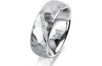 Ring 14 Karat Weissgold 7.0 mm diamantmatt 6 Brillanten G...