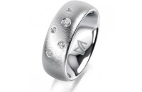 Ring 14 Karat Weissgold 7.0 mm sandmatt 5 Brillanten G vs...