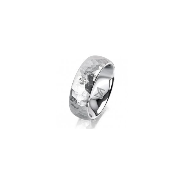 Ring 18 Karat Weissgold 7.0 mm diamantmatt 1 Brillant G vs 0,035ct