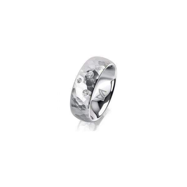 Ring 18 Karat Weissgold 7.0 mm diamantmatt 3 Brillanten G vs Gesamt 0,070ct