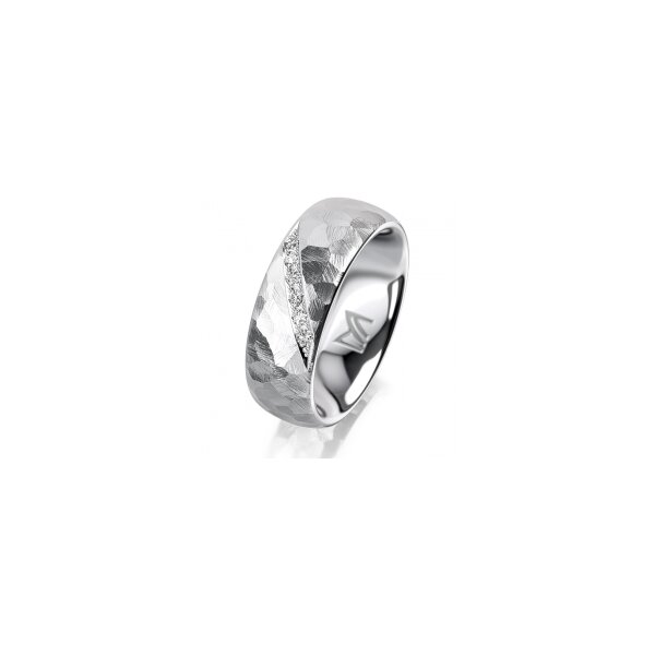 Ring 18 Karat Weissgold 7.0 mm diamantmatt 6 Brillanten G vs Gesamt 0,080ct