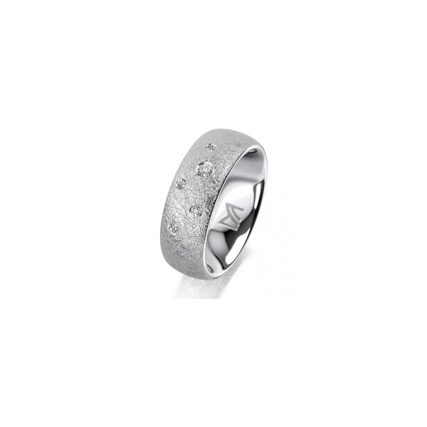 Ring 18 Karat Weissgold 7.0 mm kreismatt 5 Brillanten G vs Gesamt 0,095ct