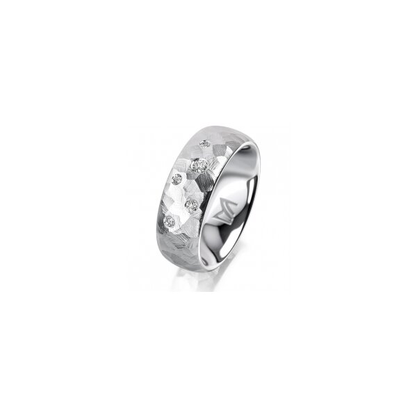 Ring 18 Karat Weissgold 7.0 mm diamantmatt 5 Brillanten G vs Gesamt 0,095ct
