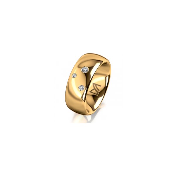 Ring 14 Karat Gelbgold 8.0 mm poliert 3 Brillanten G vs Gesamt 0,080ct