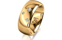 Ring 14 Karat Gelbgold 8.0 mm poliert 3 Brillanten G vs...