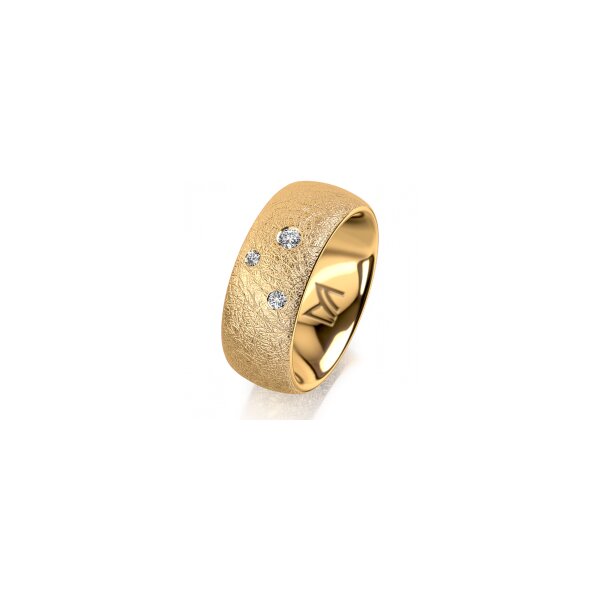 Ring 14 Karat Gelbgold 8.0 mm kreismatt 3 Brillanten G vs Gesamt 0,080ct