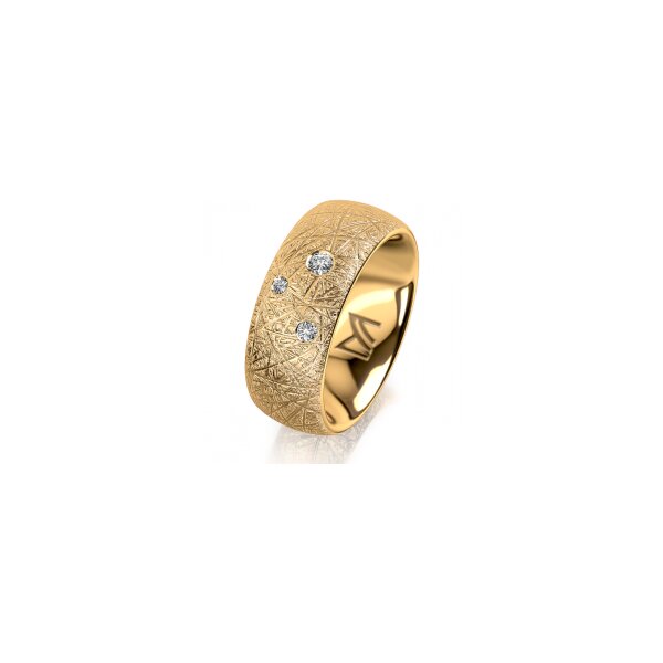 Ring 14 Karat Gelbgold 8.0 mm kristallmatt 3 Brillanten G vs Gesamt 0,080ct